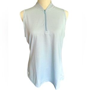 NWT Adidas Women’s Tennis Quarter Zip Sleeveless Blue White Striped Top Large